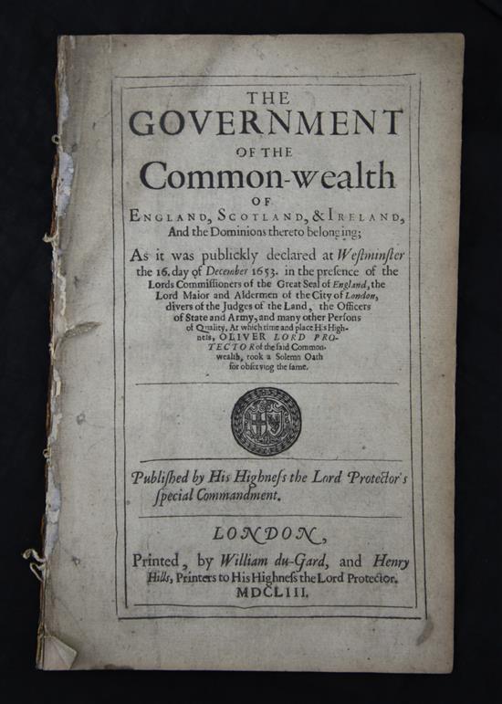 Cromwell, Oliver. The Government of the Commonwealth of England, Scotland and Ireland,